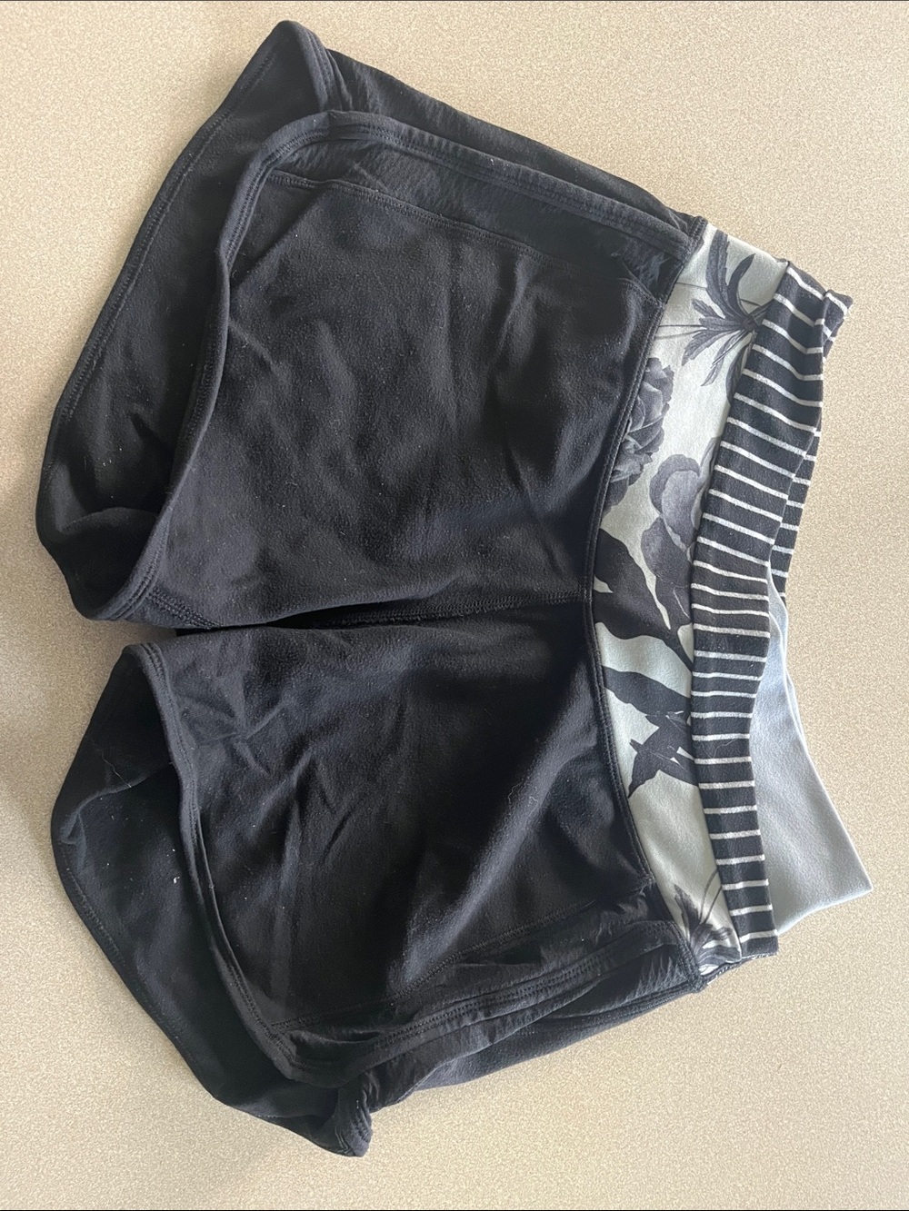 lululemon athletica Black Shorts with Striped Waistband